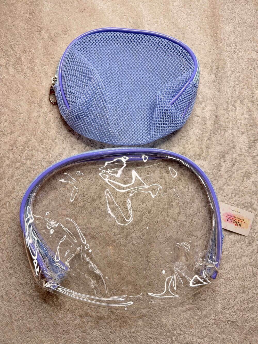 Toiletries Travel make up bag set of 2 sturdy one transparent one mesh